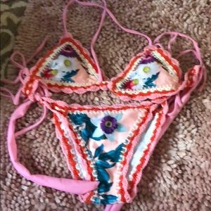 Pink crochet sides bikini , m/l size.
